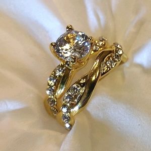 Wedding band set gold plated